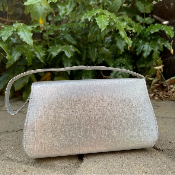 Silver Shimmer Mini Handbag W/ Strap For Crossbody - Picture 3 of 11